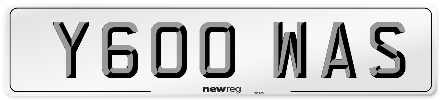Y600 WAS Number Plate from New Reg